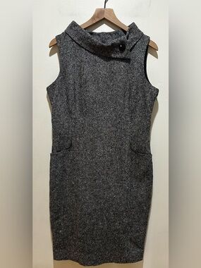 Hobbs London Holford Black White Tweed Wool Blend Sheath Dress - Women’s Size 14